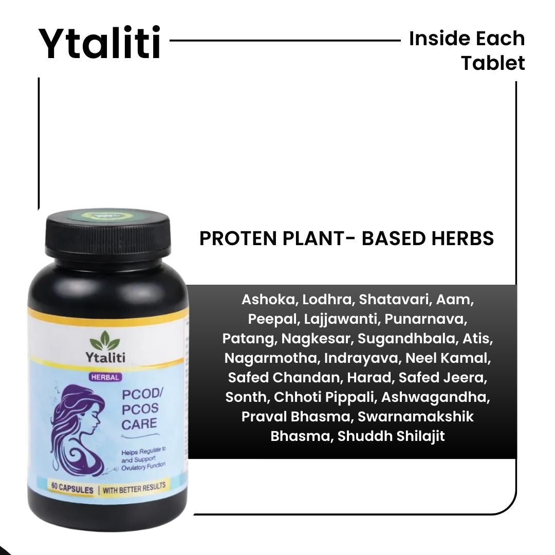Ytaliti Herbal PCOD/PCOS Care Capsules – Women’s Herbal Supplement, (60 Capsules) - Ytaliti Ayurveda
